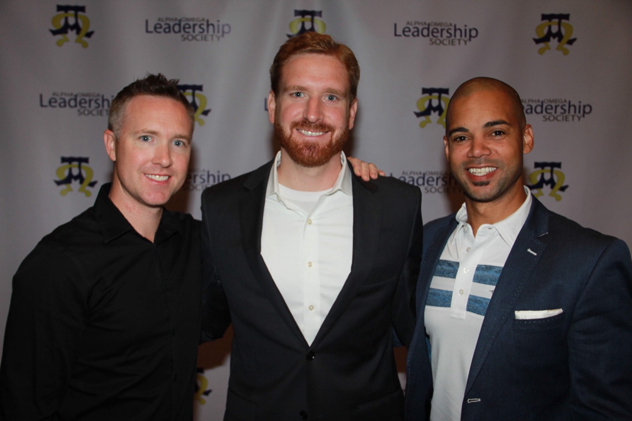 James with two colleagues at the Alpha Omega Leadership Society conference